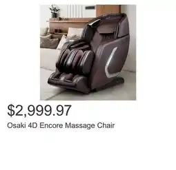 Costco Osaki 4D Encore Massage Chair offer