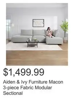 Costco Aiden & Ivy Furniture Macon 3-piece Fabric Modular Sectional offer