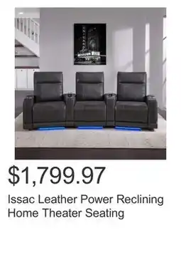 Costco Issac Leather Power Reclining Home Theater Seating offer