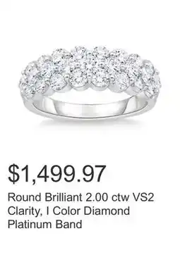 Costco Round Brilliant 2.00 ctw VS2 Clarity, I Color Diamond Platinum Band offer