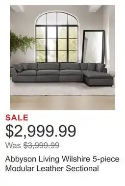 Costco Abbyson Living Wilshire 5-piece Modular Leather Sectional offer