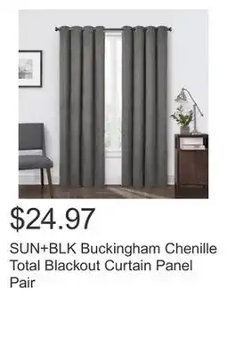 Costco SUN+BLK Buckingham Chenille Total Blackout Curtain Panel Pair offer