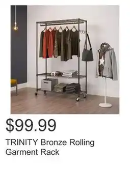 Costco TRINITY Bronze Rolling Garment Rack offer