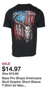 Cabela's Bass Pro Shops Americana Skull Graphic Short-Sleeve T-Shirt for Men - Caviar - S offer