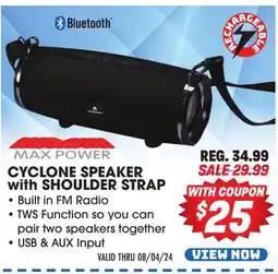 Big 5 Max Power Cyclone Bluetooth Speaker with Shoulder Strap offer