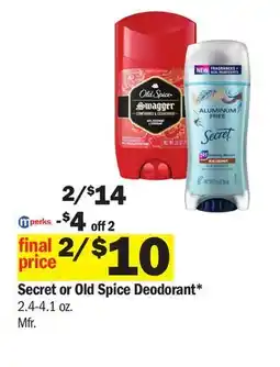 Meijer Secret or Old Spice Deodorant offer