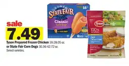 Meijer Tyson Prepared Frozen Chicken 16-28.05 oz. or State Fair Corn Dogs 30.36-42.72 oz offer