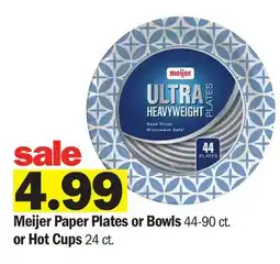 Meijer Meijer Paper Plates or Bowls 44-90 ct. or Hot Cups 24 ct offer