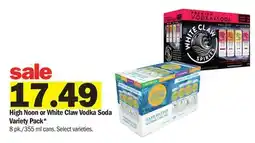 Meijer High Noon or White Claw Vodka Soda Variety Pack offer