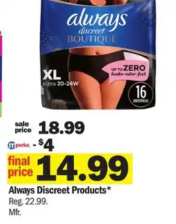 Meijer Always Discreet Products offer