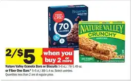 Meijer Nature Valley Granola Bars or Biscuits 5-6 ct./.78-1.49 oz. or Fiber One Bars* 5-6 ct./.89-1.4 oz offer