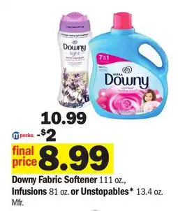 Meijer Downy Fabric Softener 111 oz., Infusions 81 oz. or Unstopables 13.4 oz offer