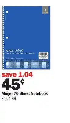 Meijer Meijer 70 Sheet Notebook offer