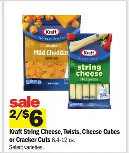 Meijer Kraft String Cheese, Twists, Cheese Cubes or Cracker Cuts offer