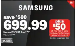 Meijer Samsung 75 UHD Smart TV offer