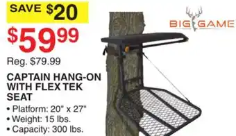 Dunham's Sports BIG GAME CAPTAIN HANG-ON WITH FLEX TEK SEAT offer