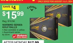 Dunham's Sports CALLAWAY WARBIRD SERIES GOLF BALLS offer