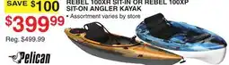 Dunham's Sports PELICAN REBEL 100XR SIT-IN OR REBEL 100XP SIT-ON ANGLER KAYAK offer