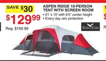 Dunham's Sports EAGLES CAMP ASPEN RIDGE 10-PERSON TENT WITH SCREEN ROOM offer