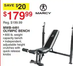 Dunham's Sports MARCY MWB-4491 OLYMPIC BENCH offer