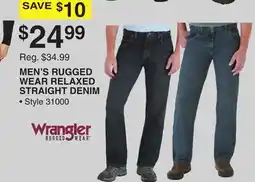 Dunham's Sports WRANGLER MEN'S RUGGED WEAR RELAXED STRAIGHT DENIM offer