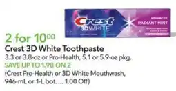 Publix Crest 3D White Toothpaste offer