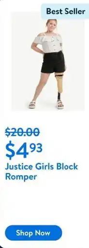 Walmart Justice Girls Block Romper offer