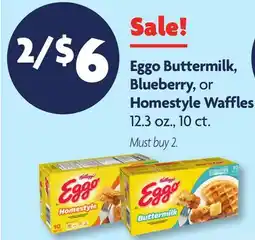 Family Dollar Eggo Buttermilk, Blueberry, or Homestyle Waffles offer