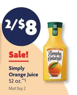 Family Dollar Simply Orange Juice offer