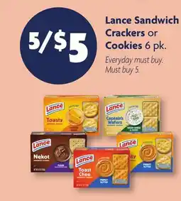 Family Dollar Lance Sandwich Crackers or Cookies offer