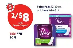 Family Dollar Poise Pads 12-30 ct. or Liners 44-48 ct offer