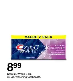 Target Crest 3D White 2-pk. 3.3-oz. whitening toothpaste offer