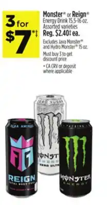 Dollar General Monster or Reign offer