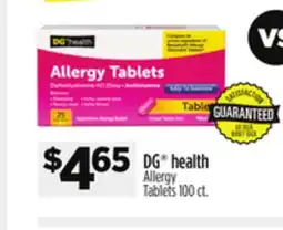 Dollar General DG health Allergy Tablets offer