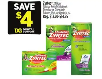 Dollar General Zyrtec 24 Hour Allergy Relief offer