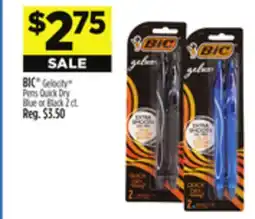 Dollar General BIC Gelocity Pens Quick Dry Blue or Black offer