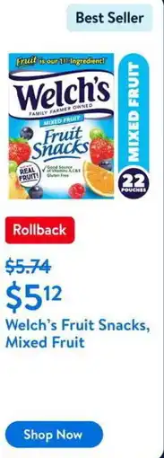Walmart Welch's Fruit Snacks, Mixed Fruit offer