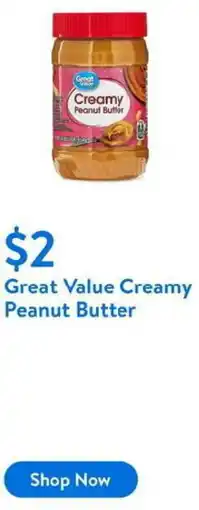 Walmart Great Value Creamy Peanut Butter offer