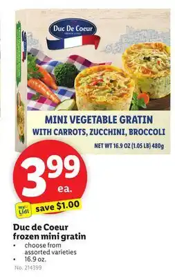 Lidl Duc de Coeur frozen mini gratin offer