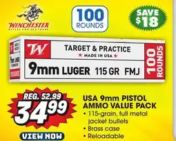 Big 5 Winchester USA 9mm Pistol Ammunition Value Pack offer