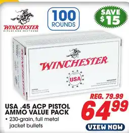 Big 5 Winchester USA .45 ACP Pistol Ammunition - 100-Round Value Pack offer