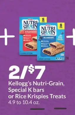 Hy-Vee Kellogg's Nutri-Grain, Special K bars or Rice Krispies Treats offer
