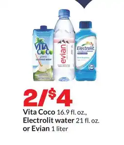 Hy-Vee Vita Coco 16.9 fl. oz., Electrolit water 21 fl. oz. or Evian 1 liter offer