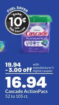 Hy-Vee Cascade ActionPacs offer