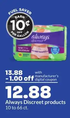 Hy-Vee Always Discreet products offer