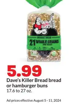 Hy-Vee Dave's Killer Bread bread or hamburger buns offer
