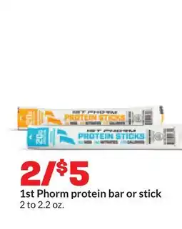 Hy-Vee 1st Phorm protein bar or stick offer