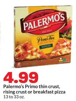 Hy-Vee Palermo's Primo thin crust, rising crust or breakfast pizza offer