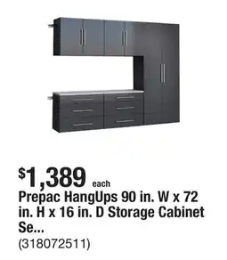 The Home Depot Prepac HangUps 90 in. W x 72 in. H x 16 in. D Storage Cabinet Set H in Black ( 5 Piece ) offer