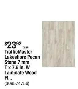 The Home Depot TrafficMaster Lakeshore Pecan Stone 7 mm T x 7.6 in. W Laminate Wood Flooring (24.2 sqft/case) offer